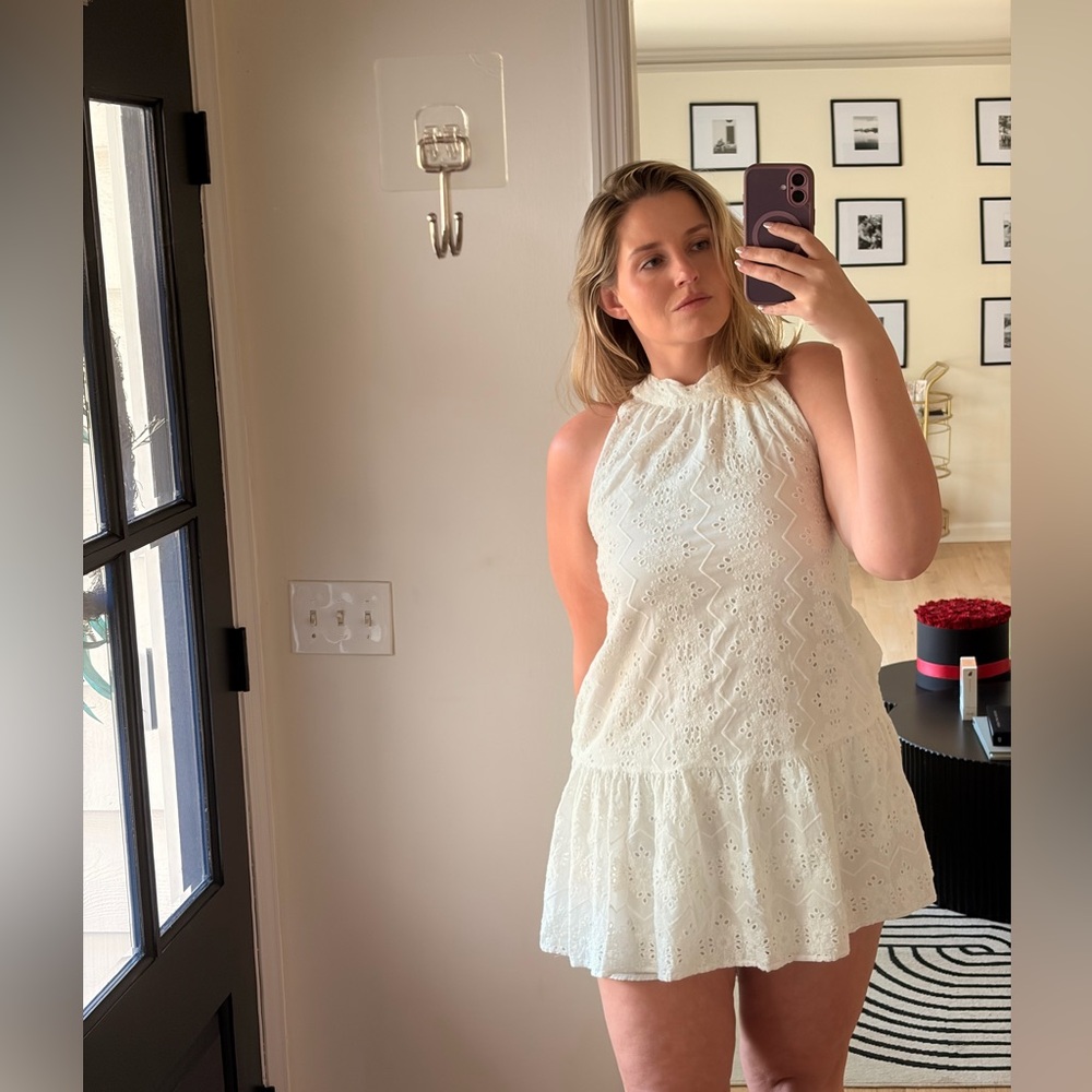 Christian Lacroix halter White Mini Dress eyelet - bridal era